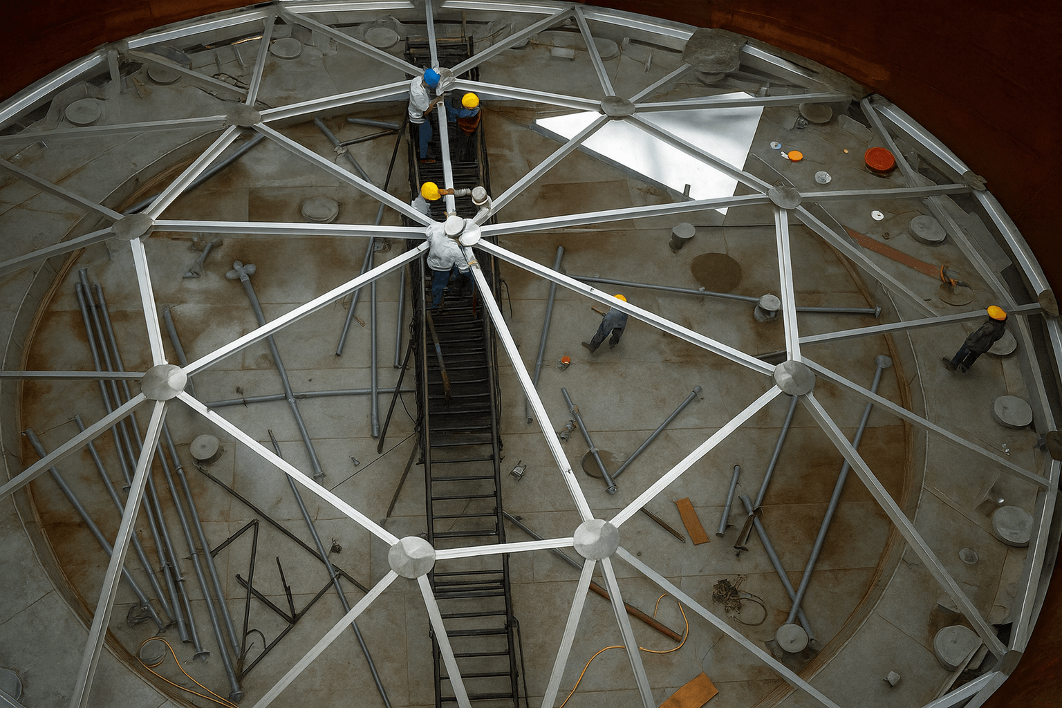 IOCL Agra Terminal Dome Installation At Shri Ram Construction Company Delhi - SRCC Delhi